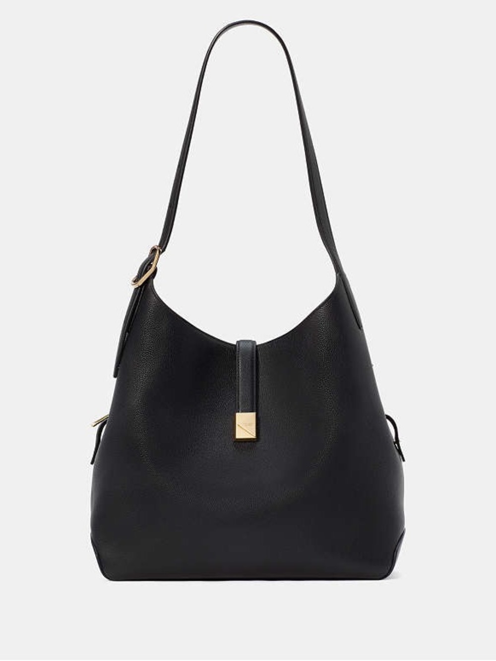kate spade Black Pebbled Leather Large Shoulder Deco Bag NWT